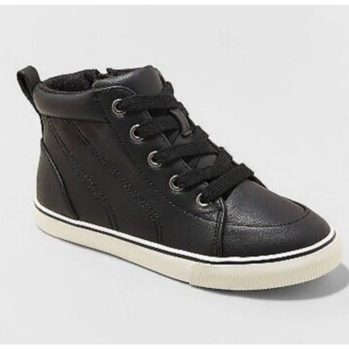 Cat & Jack Black Florian Side-Zip Lace-Up Sneakers - Boys Size 1
